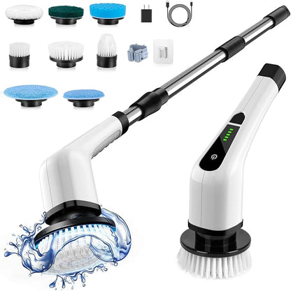 Cordless Electric Spin Scrubber 8 Replaceable Brush